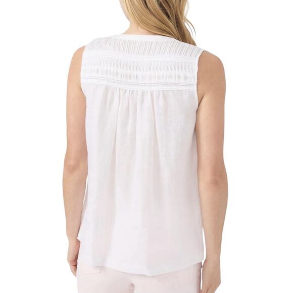 J. McLaughlin Womens Size Small White Avon Sleeveless Butt Up Pleated Shirt NEW - Picture 6 of 12